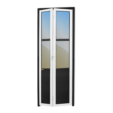 Porta Alumínio Camarão Lambril/Vidro D.L25 Mix Preto 70 V.Refl.Brimak