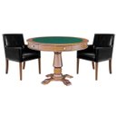 Ver imagem 1 de Mesa de Jogos Carteado Victoria Redonda Tampo Reversível Amêndoa com Kit 2 Cadeiras Liverpool Pu