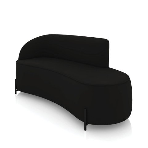 Sofá 3 Lugares Orgânico 180cm Pé Ferro Preto Morgan Veludo Preto D03 - D’Rossi