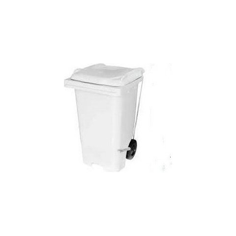 Kit 2 Contentor Plástico Lixeira Gari 240l com Pedal em Aço Cor:laranja