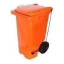 Ver mais imagens de Kit 2 Contentor Plástico Lixeira Gari 240l com Pedal em Aço Cor:laranja