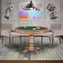 Ver imagem 7 de Mesa de Jogos Carteado Victoria Redonda Tampo Reversível Amêndoa com Kit 2 Cadeiras Vicenza Suede Nu