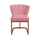 Ver imagem 2 de Cadeira Pétala Veludo Rosa com Base de Ferro Cobre - Belliv Decor