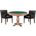 Ver imagem 1 de Mesa de Jogos Carteado Victoria Redonda Tampo Reversível Amêndoa com Kit 2 Cadeiras Liverpool Pu
