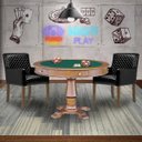 Ver imagem 7 de Mesa de Jogos Carteado Victoria Redonda Tampo Reversível Amêndoa com Kit 2 Cadeiras Liverpool Pu
