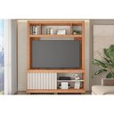 Ver imagem 1 de Rack Bancada C/ Painel P/ Tv até 65 Pol Cinne Ripado Pés 160x203cm Freijo/off White - Caemmun