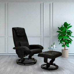 Poltrona de Massagem Grenaa Elétrica Reclinável Giratória Pu Preta - Gran Belo - 2