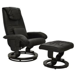 Poltrona de Massagem Grenaa Elétrica Reclinável Giratória Pu Preta - Gran Belo - 1