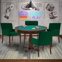 Ver imagem 7 de Mesa de Jogos Carteado Victoria Redonda Tampo Reversível Imbuia com 4 Cadeiras Vicenza Suede Verde -