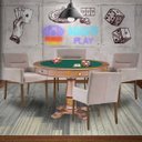 Ver imagem 7 de Mesa de Jogos Carteado Victoria Redonda Tampo Reversível Amêndoa com Kit 4 Cadeiras Vicenza Nude