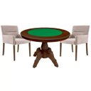 Ver imagem 1 de Mesa de Jogos Carteado Redonda Montreal Tampo Reversível Imbuia com 2 Cadeiras Vicenza Nude - Gran