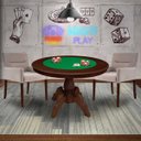 Ver imagem 7 de Mesa de Jogos Carteado Redonda Montreal Tampo Reversível Imbuia com 2 Cadeiras Vicenza Nude - Gran