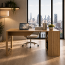 Ver imagem 2 de Mesa para Escritório 160cm com 2 Prateleiras Reversível ME4182 Amêndoa Tecnomobili