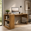 Ver imagem 1 de Mesa para Escritório 160cm com 2 Prateleiras Reversível ME4182 Amêndoa Tecnomobili