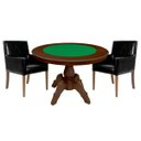 Ver imagem 1 de Mesa de Jogos Carteado Redonda Montreal Tampo Reversível Imbuia com 2 Cadeiras Liverpool Corino