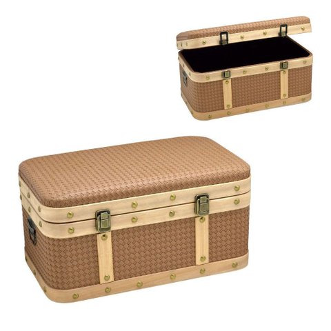 Baú Decorativo em Mdf Revestido Caramelo 50cm - Espressione