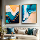 Ver imagem 2 de Quadro Decorativo Duo Abstrato Ondas Suave