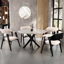 Ver imagem 2 de Kit 2 Cadeiras Sala de Jantar Estar Living Estofada Suran L02 Preto Suede Bege - Lyam Decor
