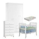 Ver imagem 1 de Quarto de Bebê 4 Portas com Gaveteiro Ternura Baby e Berço Lila Branco Brilho com Colchão Gazin - In