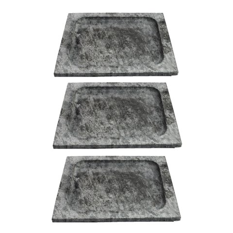 Kit 3 Pratos Quadrado Raso Servir Porção Pedra Sabão G 24x24