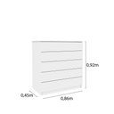 Ver imagem 2 de Cômoda para quarto solteiro 5 gavetas - Premium-Neve - Tcil Móveis