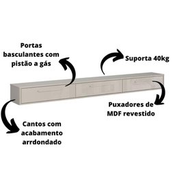 Rack Suspenso Grécia 2.20 Cm Sala de Estar/quarto - Lukaliam Móveis - Off White Perolizado - 4