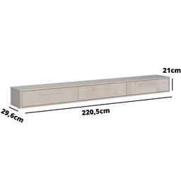 Rack Suspenso Grécia 2.20 Cm Sala de Estar/quarto - Lukaliam Móveis - Off White Perolizado - 5