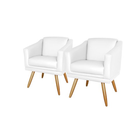 Kit 2 Poltronas Decorativa San Diego Sala Recepção Escritório Branco
