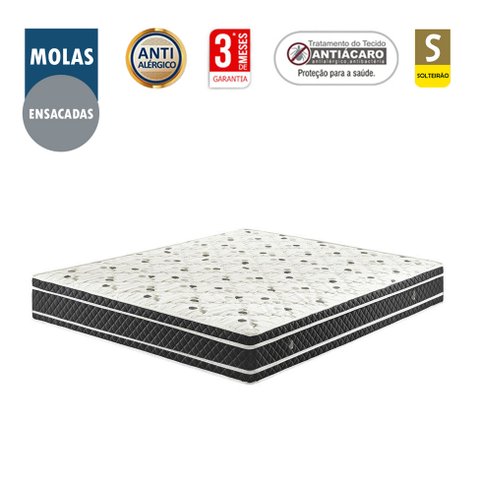 Colchão Viúva SPMOVEIS SP Móveis Molas Ensacadas (24x128x188):Branco