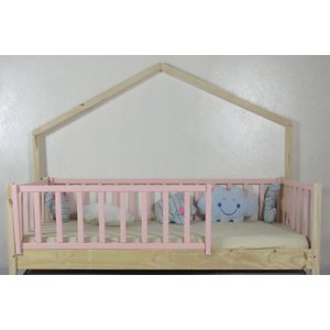 Cama Infantil Solteirão Base Moldura Colorida Madeira Maciça Pinus Grade Vertical