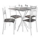 Ver imagem 2 de Conjunto Mesa com 4 Cadeiras e Tampo Quadrado Diamante Branco/Preto Floral
