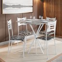 Ver imagem 1 de Conjunto Mesa com 4 Cadeiras e Tampo Quadrado Diamante Branco/Preto Floral