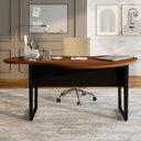 Ver imagem 7 de Mesa Escrivaninha Orgânica Linear 173CMX94CM Pés Metal para Escritório Home Office F5 Corporate Marrom/Nogal/Preto