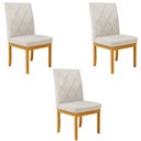 Ver imagem 1 de Kit 3 Cadeiras de Sala de Jantar Estofadas Gomes Madeira Maciça Linho Off White G78 - Gran Belo Cade