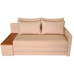Sofá | Cama com Tampo Lateral de Madeira Lado Esquerdo com Usb | Acquablock Bege - 2