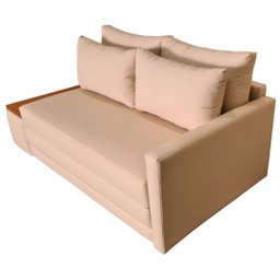 Sofá | Cama com Tampo Lateral de Madeira Lado Esquerdo com Usb | Acquablock Bege - 4