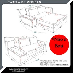 Sofá | Cama com Tampo Lateral de Madeira Lado Esquerdo com Usb | Acquablock Bege - 5