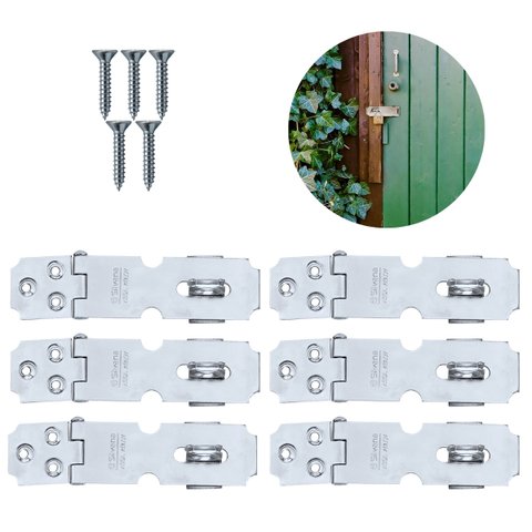 Dobradiça Porta Cadeado Fecho Trinco Zincado 6,5cm para Portão Gaveta Armário | Silvana | Kit 06 Un