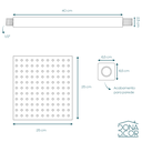 Ver imagem 3 de Ducha Teto Chuveiro Inox 25x25 Slim Quadrada Suporte 40 Cm