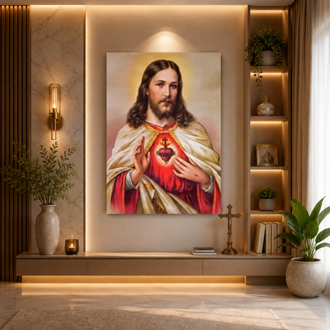 Quadro Decorativo Jesus Moderno Luxo Grande em Tecido Canvas