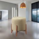 Ver imagem 1 de Puff Estofado Decorativo para Sala Redondo Madrid Corino Bege
