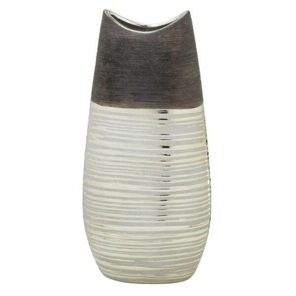 Vaso Decorativo Marrom com Dourado 35cm - 1