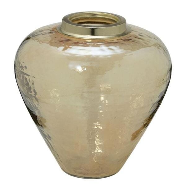 Vaso Decorativo Vidro Âmbar com Dourado - 1