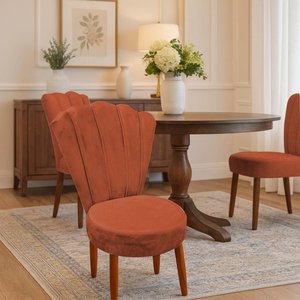 Conjunto 2 Cadeiras Estofadas Sala de Jantar Anna Suede Terracota