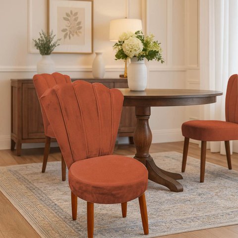 Conjunto 2 Cadeiras Estofadas Sala de Jantar Anna Suede Terracota