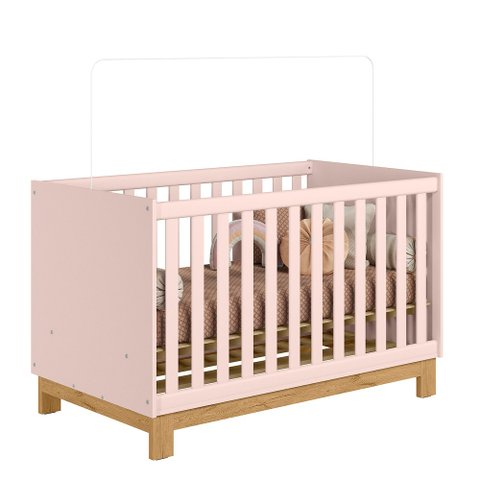 Berço Mini Cama 2 em 1 Quarto Infantil Bebê Q Encanto Slim 4315 Qmovi Rosa - Qmovi