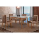 Ver imagem 1 de Conjunto: Mesa de Cozinha Havana Curvo 120cm + 4 Cadeiras Dafne Naturale/Off White - Corano