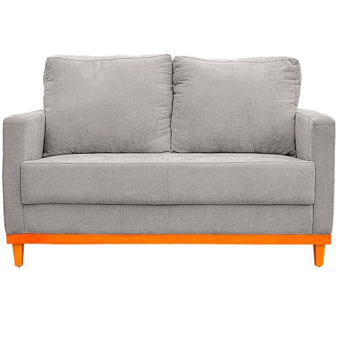 Sofa Berlim 2 Lugares Base de Madeira Tecido Impermeável Cinza Inox