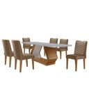 Ver imagem 2 de Mesa de Jantar Alvorada 180cm com 6 Cadeiras Liz Moderna Veludo Capuccino Off White Imbuia