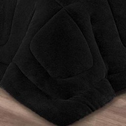 Edredom Queen Pele de Carneiro Alaska Sherpa/Manta Dupla Face - Preto - 3 Edredom Queen Pele de Carneiro Alaska Sherpa/Manta Dupla Face - Preto - 3